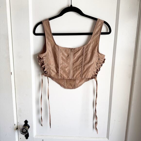 Halfheart Side Lace Up Bustier Crop Going Out Top Sexy Renaissance Feminine M - Picture 5 of 8